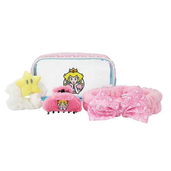 Gamer Bags - Purses and Handbags - Nintendo - Super Mario - Princess Peach - Treat Your Self - Travel & Cosmetic bag - includes 4 pieces - clear - NEW