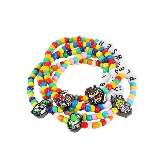 Gamer Gear - BRACELET - Nintendo - Super Mario - Multi charmed Bead Bracelets - 5 pack set - NEW
