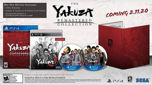 PS4 Yakuza - Remastered Collection - Day One Edition - Yakuza 3, 4, 5 with Collectible Case and PS3 Case for Yakuza 5 - DLC MAY NOT BE INCLUDED