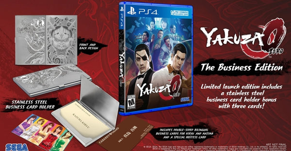 PS4 Yakuza 0 Zero - The Business Launch Edition - Complete with Outer Box, Game, Card Holder, 2 Business Cards and Hostess Card