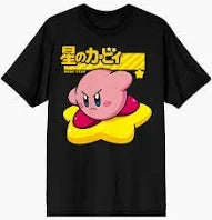 Game Tshirt - Nintendo - Kirby - Kirby riding star - import - ASSORTED SIZES - BLACK - NEW2026