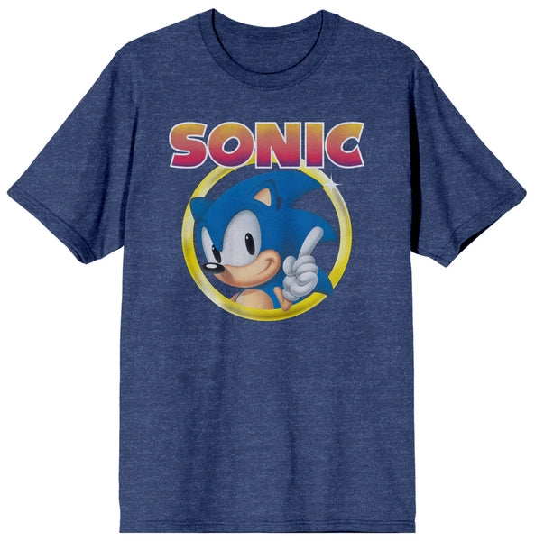 Game Tshirt - SEGA - Sonic the Hedgehog - Sonic head in ring - ASSORTED SIZES - BLUE - NEW2026