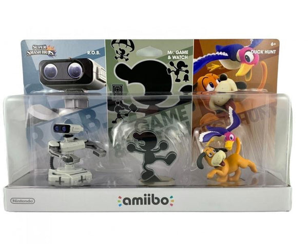 Amiibo - Gold Smash Base - 3 Pack - ROB, Mr Game & Watch and Duck Hunt - NEW