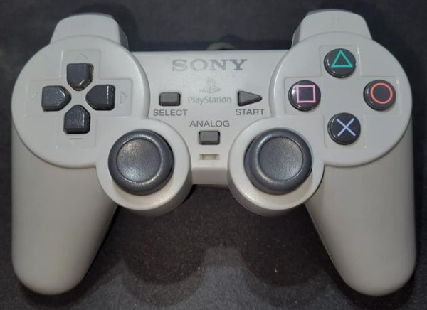 PS1 Controller Dual Analog - Concave Sticks - NO RUMBLE - (1st) - US-SCPH-1180 / JPN-SCPH-1150 - RARE - USED