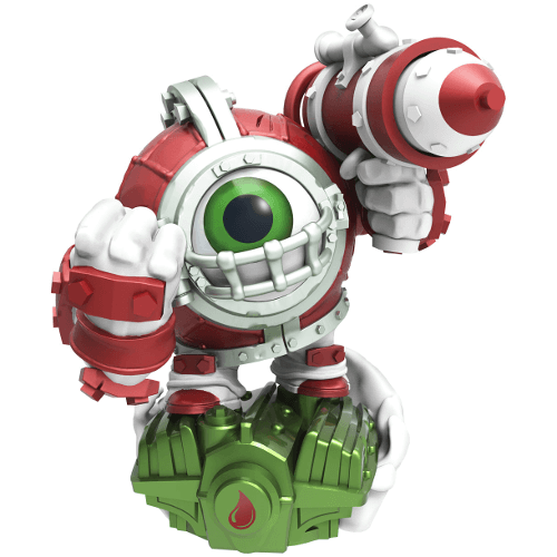 Skylanders - SuperChargers - Figure - Engine Base - Water - Missile-Tow Dive-Clops - Red and White Christmas holiday edition - cyclops guy wearing a scuba suit with a red and white gun and missile - 87527888 - USED