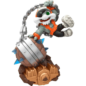 Skylanders - SuperChargers - Figure - Engine Base - Earth - Smash Hit - Furry guy with an eye patch with a ball and chain with blue spikes - 87531888 - USED