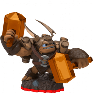 Skylanders - Trap Team - Figure - Red Base - Earth - Wallop - smiling brown guy with 2 brown see through hammers - 84992888 - USED
