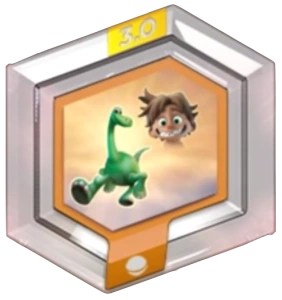 Disney Infinity - 3.0 - Power Disc - Orange / Toy - The Good Dinosaur - Arlo (Green Dinosaur) with Spot (Human) - INF-4000212 - USED