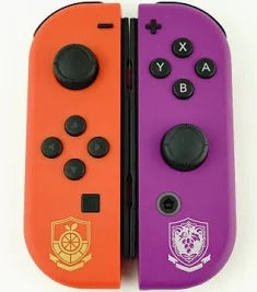 NS Joy-Con (1st) - Set of 2 - Pokemon Scarlet & Violet Edition - Red with Naranja Academy Crest / Purple with Uva Academy Crest - USED