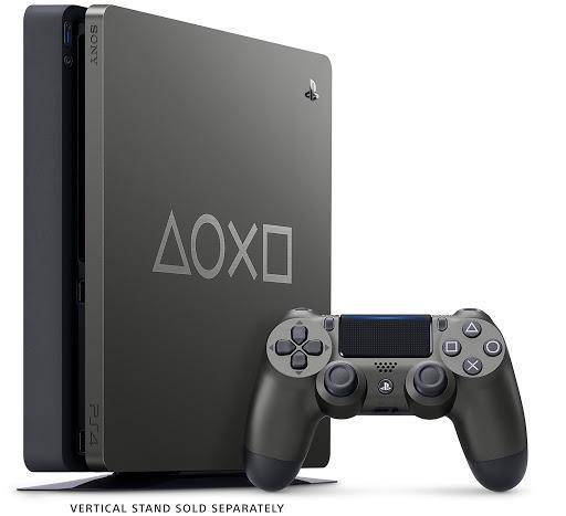 PS4 PlayStation 4 - System HW - Slim Model - 1 TB - Days of Play 2019 Limited Edition with Matching Controller - Steel Black with PlayStation Symbols - USED