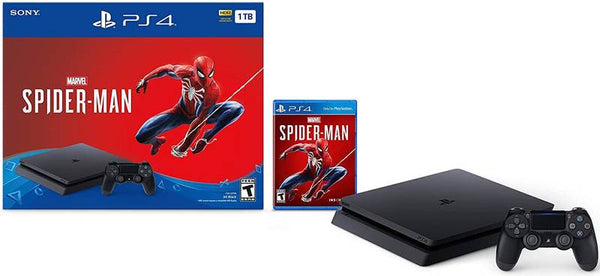 PS4 PlayStation 4 - System HW - Slim Model - 1 TB - Black - Spider-Man Bundle - Complete in Box - USED