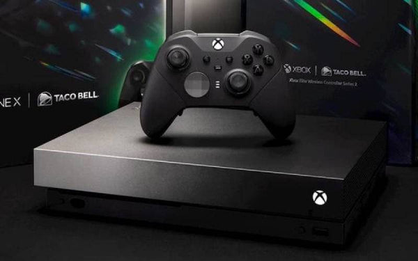XB1 XB1X Xbox One X - System HW - 1 TB - Taco Bell Eclipse Limited Edition - Gray-Black Gradient - Complete with Black Elite Series 2 Controller - USED