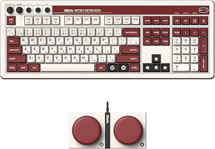 PC - Retro 108 Key Mechanical Keyboard (3rd) - Wired or Wireless - 8BitDo - Famicom Edition - NEW