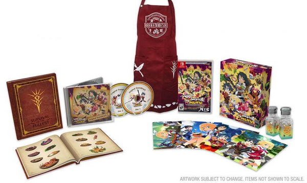 NS Monster Menu - The Scavenger's Cookbook - Limited Edition - Complete in Box with Game, Art Book, Soundtrack, Apron, Salt & Pepper Shakers, and 4 Art Cards