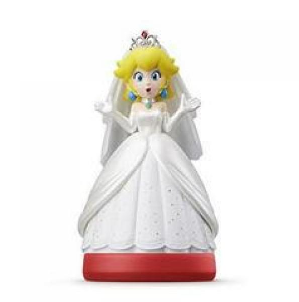 Amiibo - Red Base - Wedding Peach - Super Mario Bros - Blonde looking surprised to be getting married in a wedding dress - USED
