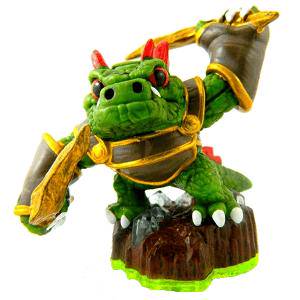 Skylanders - Spyro's Adventure - Figure - Green Base - Earth - Dino Rang - Green Dinosaur in Armor Holding 2 Boomerangs - 84175888 - USED