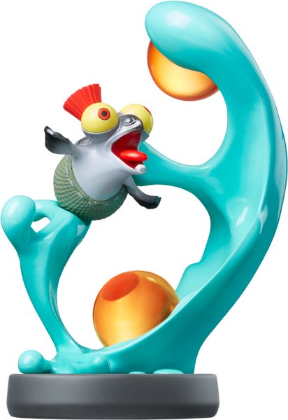 Amiibo - Black Base - Splatoon 3 - Smallfry - Funky Bug Eyed Fish Splashing in Blue Ink - USED
