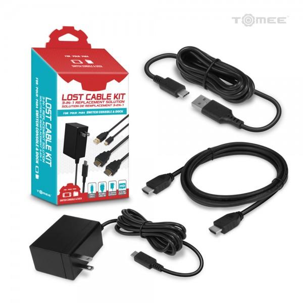 NS Lost Cable Kit - Includes all 3 cables for Nintendo Switch - AC adapter / USB type C cable / HDMI cable - (3rd) Hyperkin Tomee - NEW