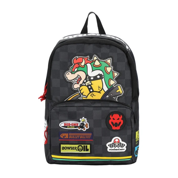 Gamer Bags - Backpack - Nintendo - Super Mario Kart - Bowser Kart edition - black & gray checkered backpack - NEW
