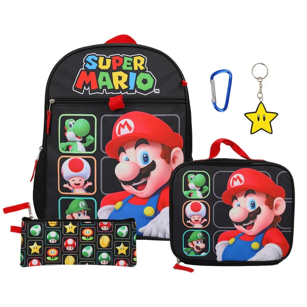 Gamer Bags - Backpack - Nintendo - Super Mario - 5 piece backpack set - NEW