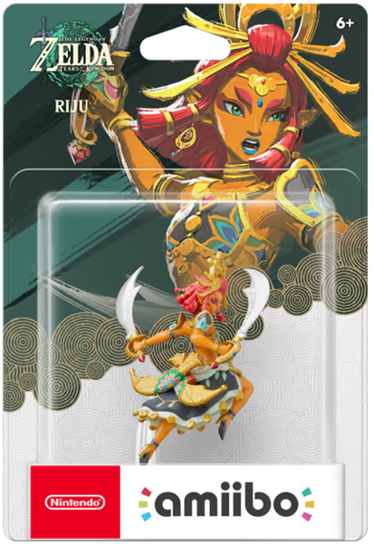 Amiibo - Gold Base - The Legend of Zelda - Tears of the Kingdom - Riju - Gerudo lady with 2 swords jumping - NEW
