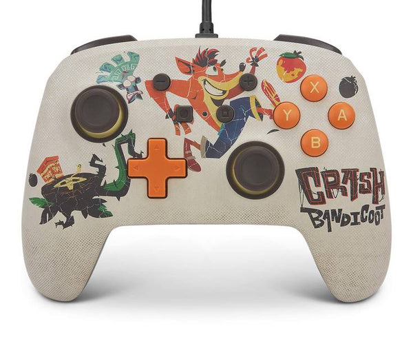 NS Switch Controller (3rd) - Wired - Enhanced PowerA - Crash Bandicoot 4 It's About Time - White - USED