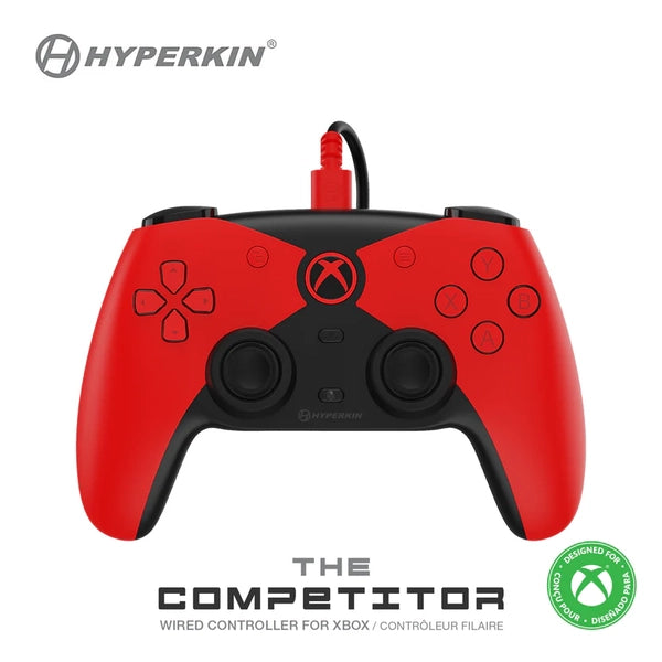 XSX XB1 PC Controller (3rd) - Wired - Hyperkin - Competitor - red - NEW