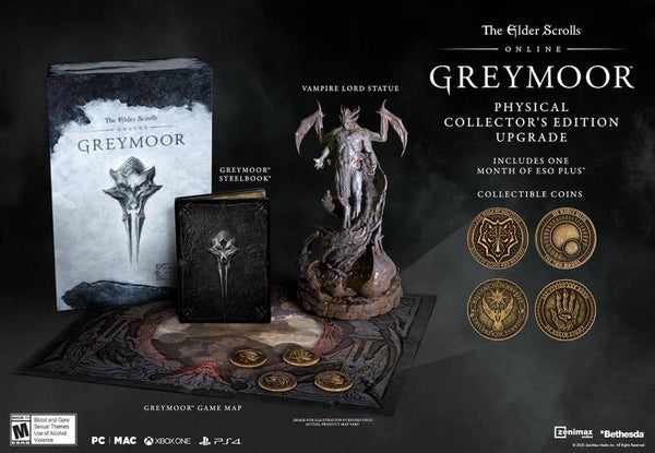 PS4 Elder Scrolls Online - Greymoor - Collector's Edition - Complete with Big Box, Steelbook, Vampire Lord Statue, Collectible Coins and Greymoor Map - DLC MAY NOT BE INCLUDED - ONLINE ONLY - PS PLUS REQUIRED