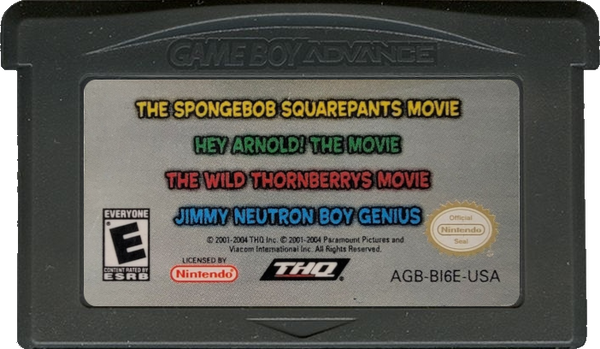 GBA Nickelodeon 4 in 1 Game Pak - SpongeBob SquarePants Movie / Hey Arnold - The Movie / Wild Thornberry's Movie / Jimmy Neutron Boy Genius