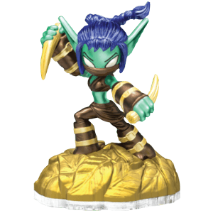 Skylanders - Eon's Elite - Figure - Clear Base - Life - Eon's Elite Stealth Elf - Green Elf Rogue with 2 Daggers - USED
