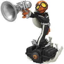 Skylanders - Superchargers - Figure - Engine Base - Undead - Frightful Fiesta - Orange & Black Mariachi Skeleton with Silver Trumpet Gun - 87528888 - USED