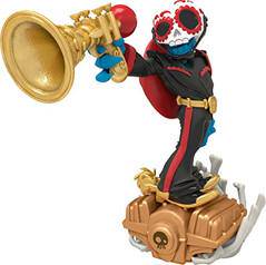 Skylanders - Superchargers - Figure - Engine Base - Undead - Fiesta - Blue, White & Red Mariachi Skeleton with Brass Trumpet Gun  - 87528888 - USED