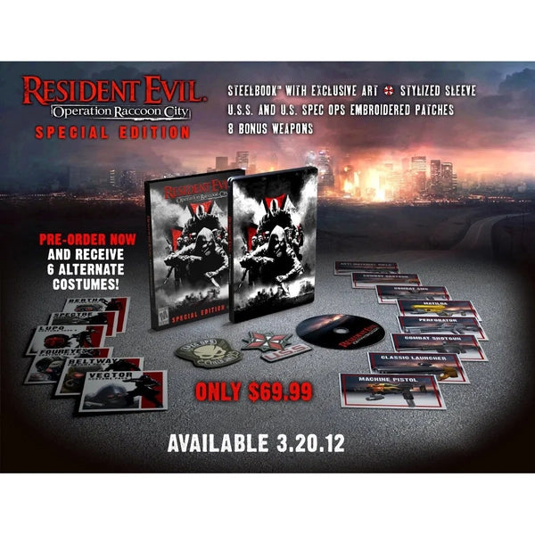 X360 Resident Evil - Operation Raccoon City - Special Edition - Complete with Slipcover, Game, Steelbook and 2 Patches - DLC MAY NOT BE INCLUDED