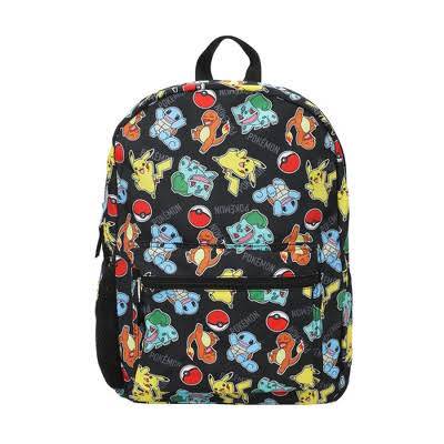 Gamer Bags - Backpack - Nintendo - Pokemon - Favorite Characters all over - 16in - black - medium