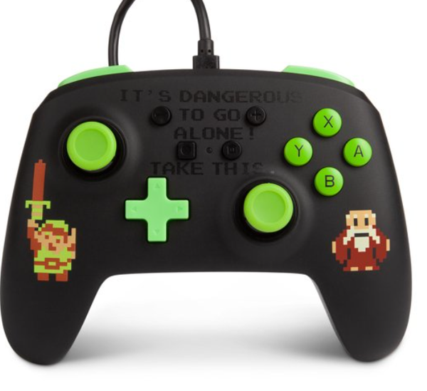 NS Switch Controller (3rd) - Wired - PowerA - The Legend of Zelda - Black & Green - USED