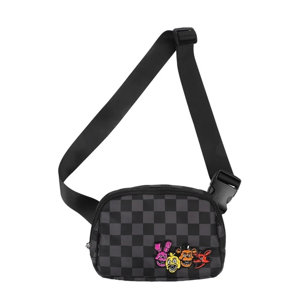 Gamer Bags - Purses and Handbags - Five Nights at Freddys FNAF - Checkered Belt Bag - Black - NEW