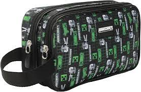 Gamer Bags - Purses and Handbags - Minecraft - Creepers Dual Compartment zipper bag - Black - NEW