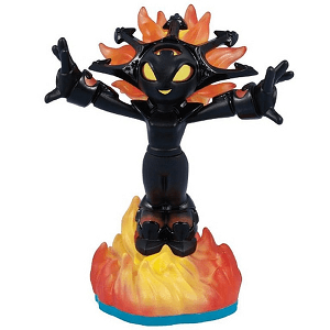Skylanders - Swap Force - Figure - Blue Base - Fire - Smolderdash - Lightcore - Female Black Fire Spirit with 5 Horns and Arms Outstretched - 84829888 - USED