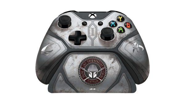 XB1 Xbox One - Controller (1st) - Wireless - The Mandalorian Limited Edition - Silver and Black - Controller and Charging Stand - USED