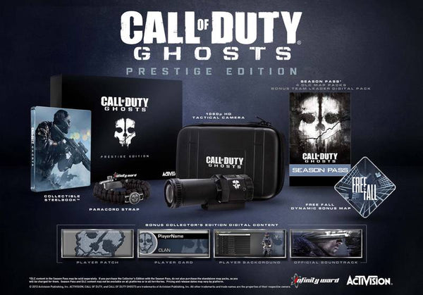 PS3 Call of Duty - Ghosts - Prestige Edition - Complete with Big Box, Steelbook, Game, Paracord Bracelet, Camera and Case - DLC MAY NOT BE INCLUDED