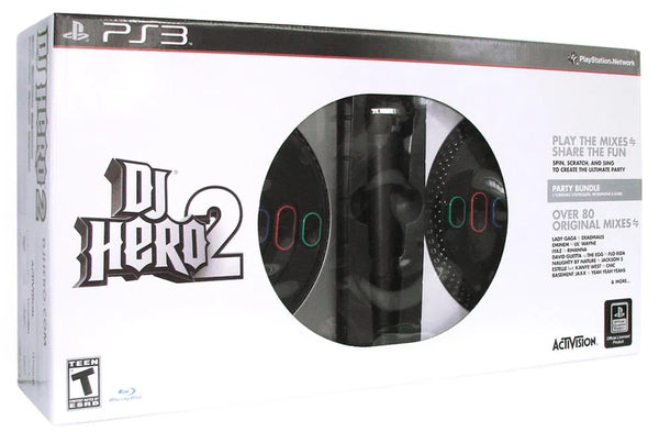 PS3 DJ Hero 2 - Party Bundle - Complete in Box with 2 Turntables, 2 Dongles, Game and Microphone