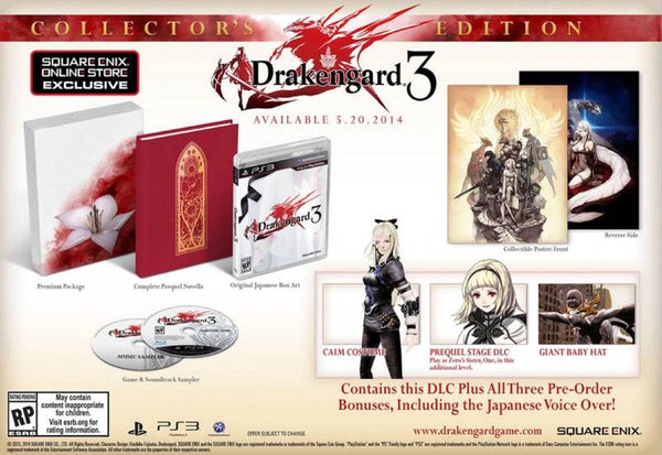 PS3 Drakengard 3 - Collector's Edition - Complete with Outer Box, Game, Japanese Case Art, Prequel Novella, Soundtrack Sampler Disc and Reversible Poster - DLC MAY NOT BE INCLUDED