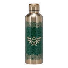 Gamer Gear - Water Bottle - Metal - 16oz - Nintendo - Zelda - Tears of the Kingdom TOTK - Gold & Green - NEW