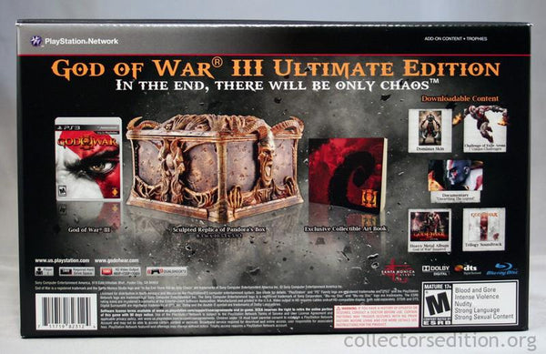 PS3 God of War III 3 - Ultimate Edition - Complete in Box with Game, Sculpted Replica of Pandora's Box, and Art Book - DLC MAY NOT BE INCLUDED