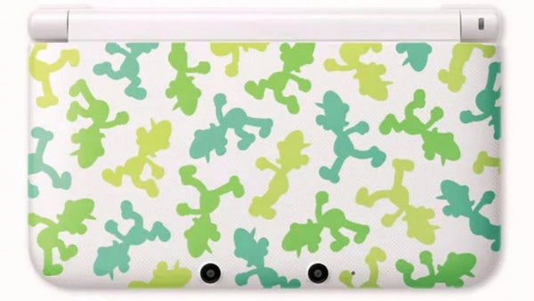 3DS 3DSXL Nintendo 3DS LL System - HW - The Year of Luigi / Luigi 30th Anniversary Edition - White w/ Green Luigi Silhouettes - JAPANESE IMPORT - USED