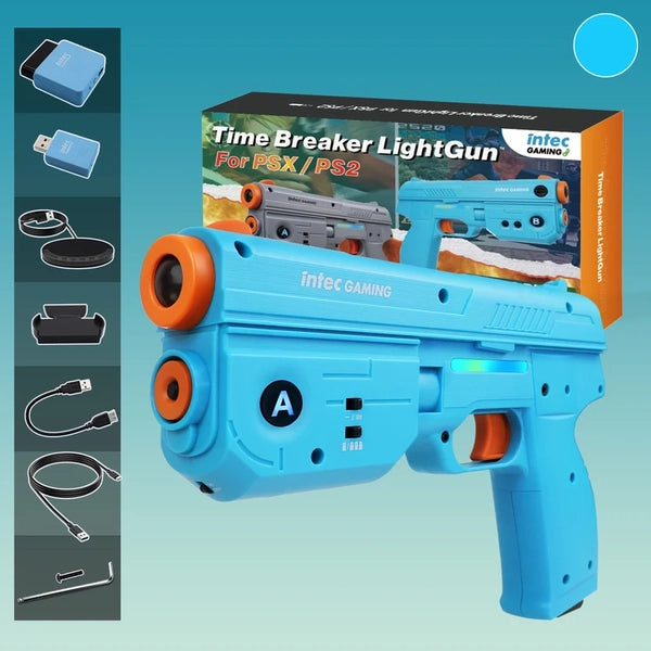PS2 PS1 Light Gun (3rd) - INTEC - Time Breaker - GUN ONLY for player 2 - BLUE - Works on ANY Modern HDTV - NEW