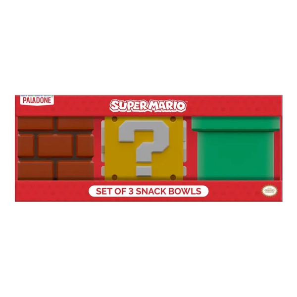 Gamer Gear - Nintendo - Super Mario - Snack Bowls - Set of 3 - brick block pipe - Novelty Bowls - NEW