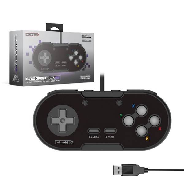 NS PC MAC STEAM - (3rd) Retrobit - Legacy 16 - wired USB SNES style controller - Onyx Black - NEW
