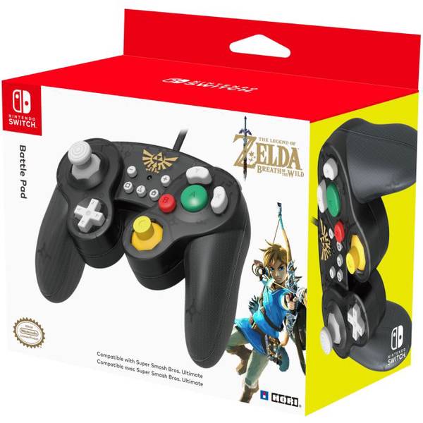 NS Switch Controller (3rd) Wired - HORI Battle pad - Zelda Breath of the Wild BOTW - Gamecube style controller - BLACK - NEW