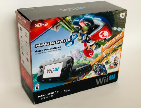 WiiU F - WiiU - Nintendo WiiU HW - System - 32GB - Black - Mario Kart 8 Deluxe Set - USED - Complete in Box - DLC GAME MAY NOT BE INCLUDED